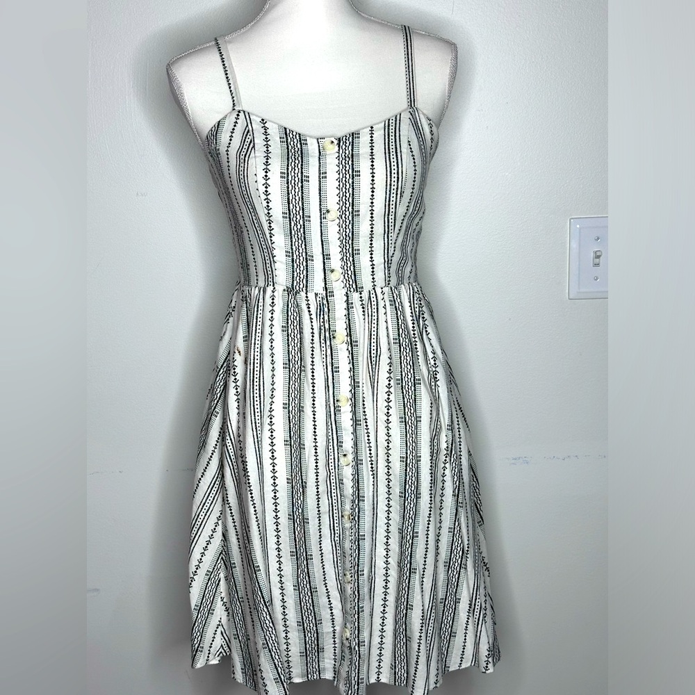 White and black Linen Dress